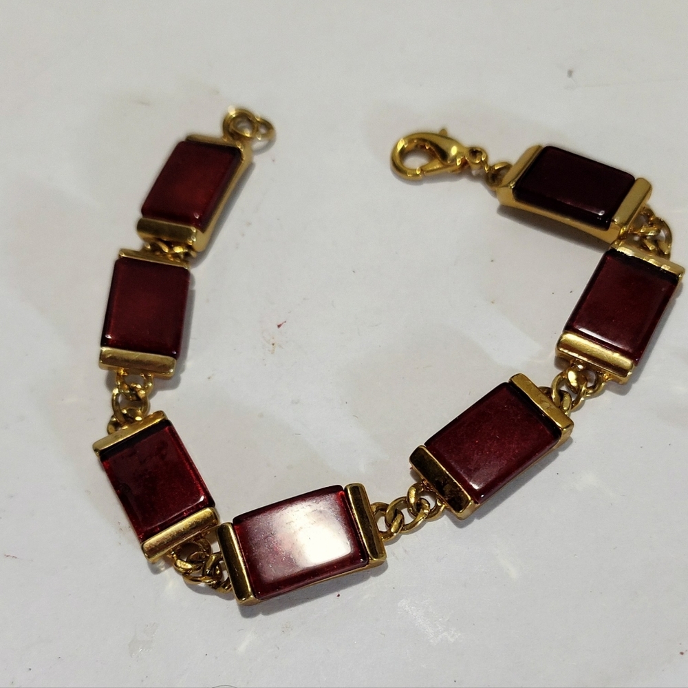 Gold and Wine Red Bracelet NWOT